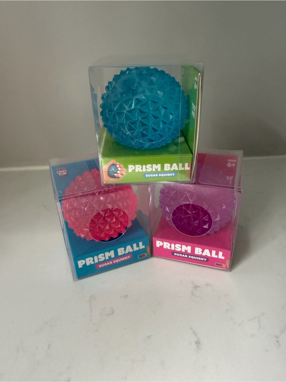 NEW Crazy Fun Prism Ball Sugar Squishy Toys set of 3
